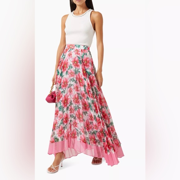 Alice + Olivia Katz Floral Pleated Maxi Skirt - Picture 3 of 7